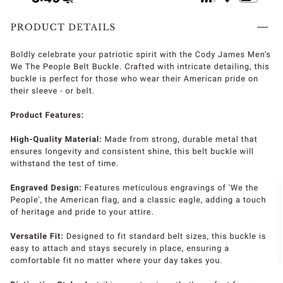 Cody’s James We The Free Patriotic Oval Belt Buckle - Picture 4 of 5